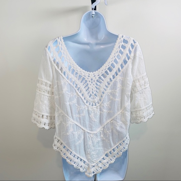 Beautiful Love J Off The Shoulder Boho Chic Crochet Smock Top Size M - Picture 5 of 10